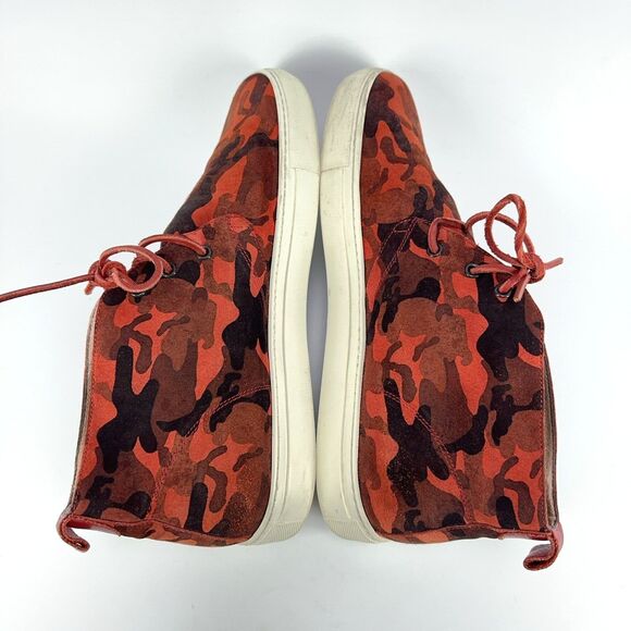 Del Toro Mens Size 13 Orange Red Camo Chukka Suede Leather High Top Shoes
